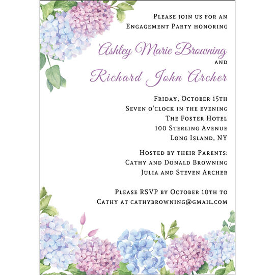 Hydrangea Blooms Invitations